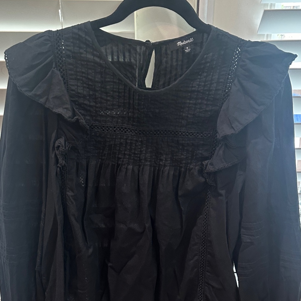 Madewell Black Ruffled Blouse